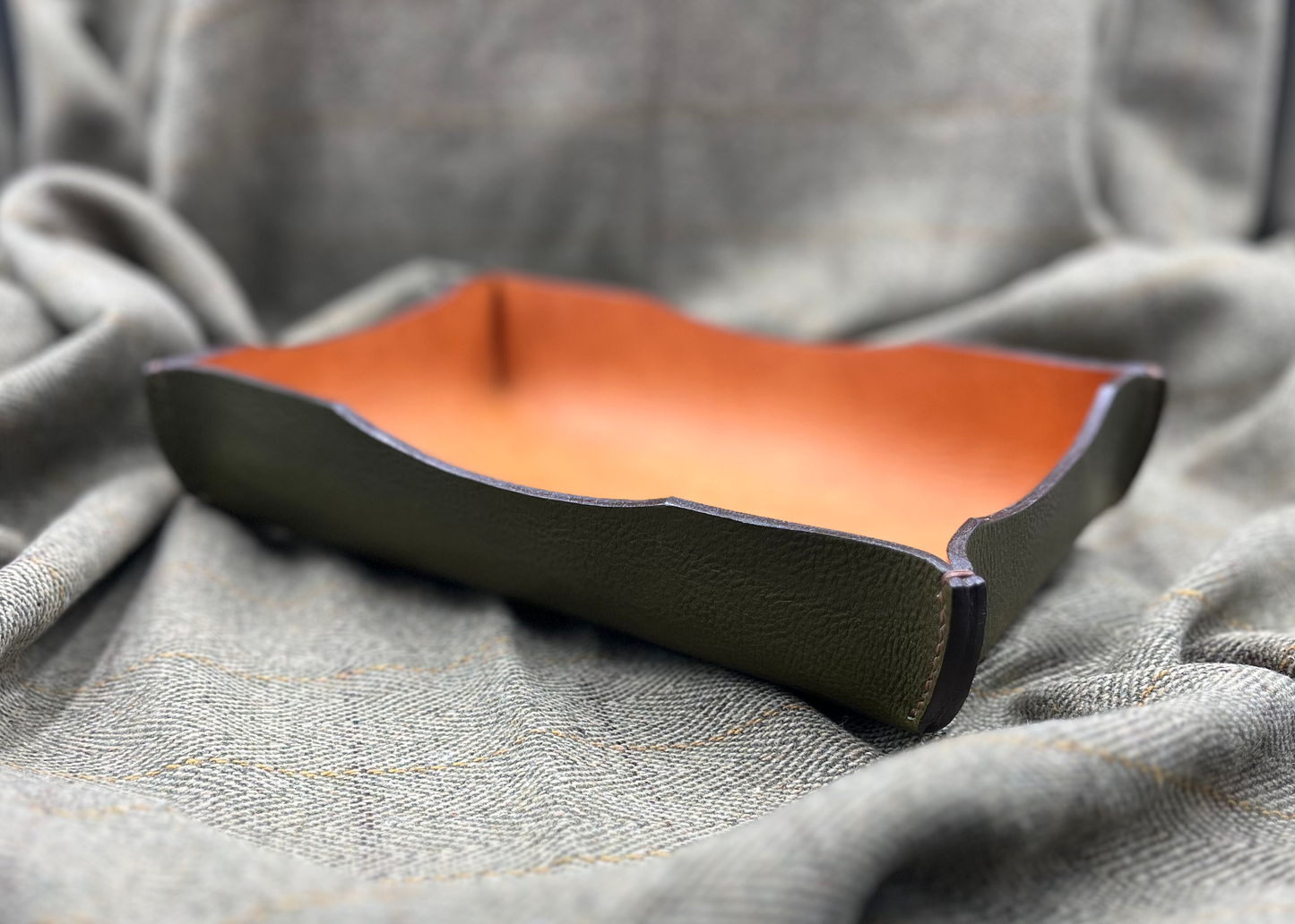 "Quattro" - Handcrafted Rectangular Italian Leather Valet Tray