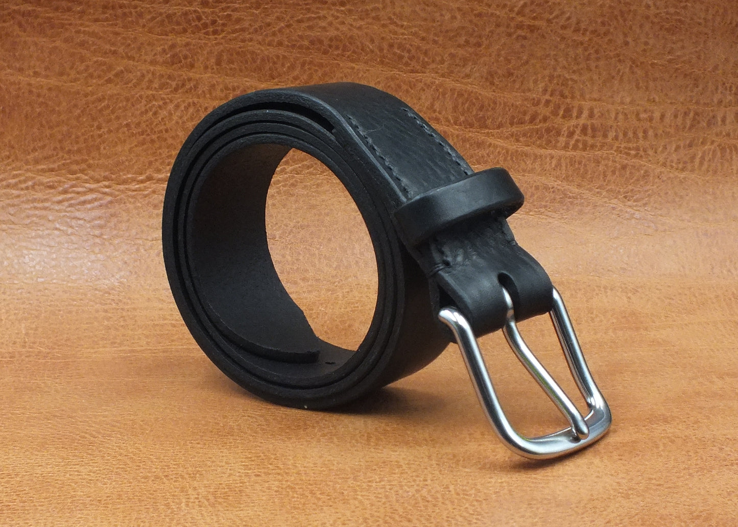 SALE - Black Leather Belt - 1.5" (38mm wide) - 32" to 36" Waist