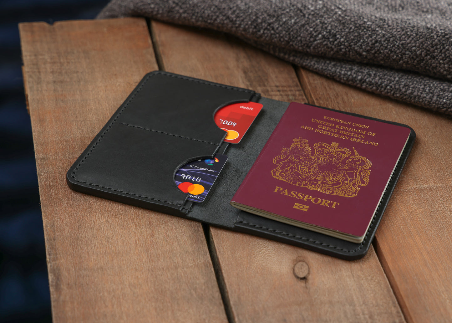 Leather Passport Holder - Hand Stitched